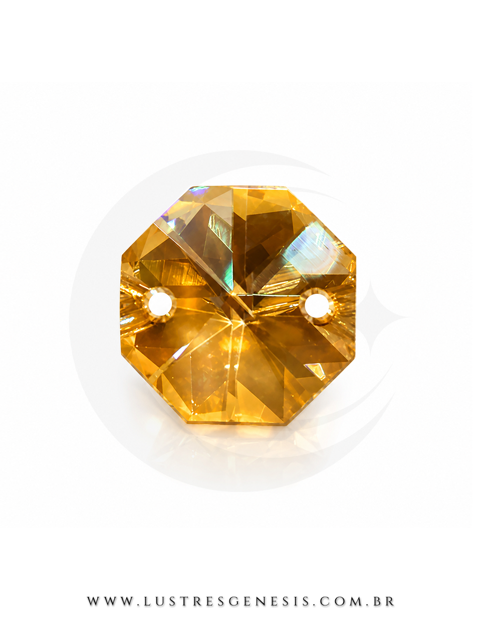 Cristal castanha âmbar K9 multifacetado de 14mm com 2 furos para lustres, feng-shui e artesanato